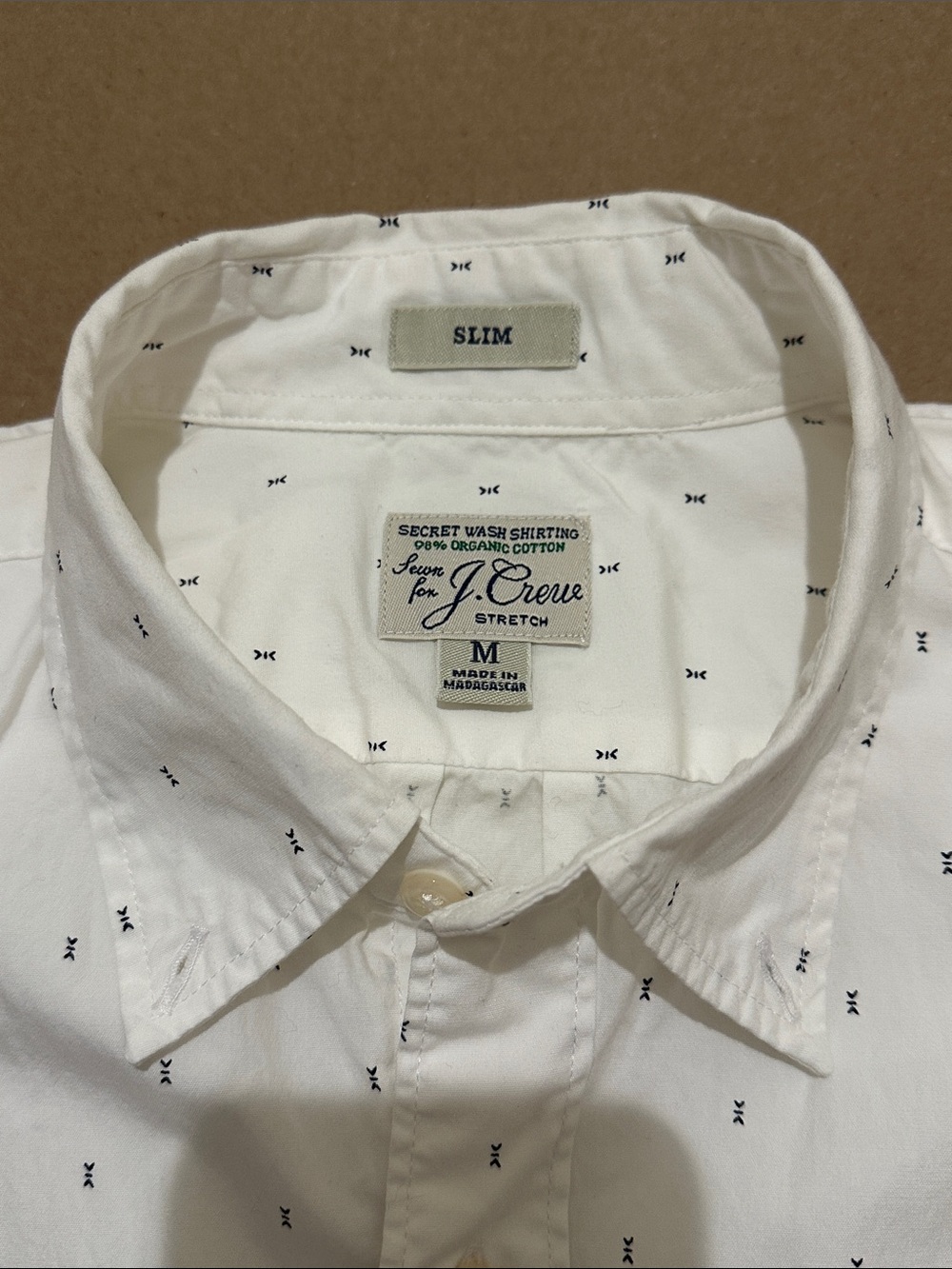 J. Crew Slim White Button-Down Shirt with Micro Navy/ black Motif - Picture 2 of 4